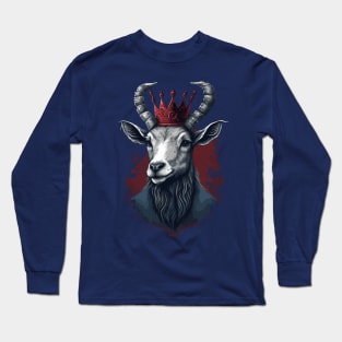 Goat King With Crown Long Sleeve T-Shirt